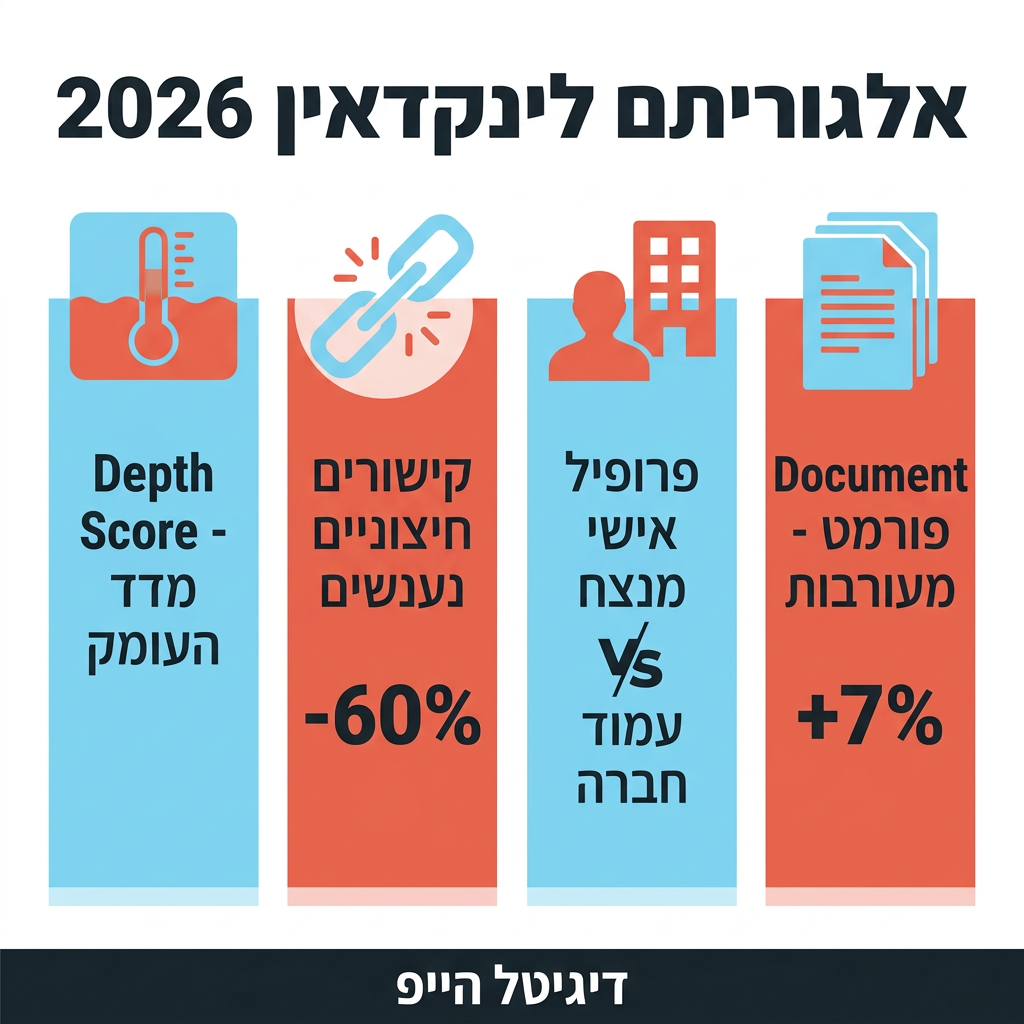 אלגוריתם לינקדאין 2026 - אינפוגרפיק דיגיטל הייפ